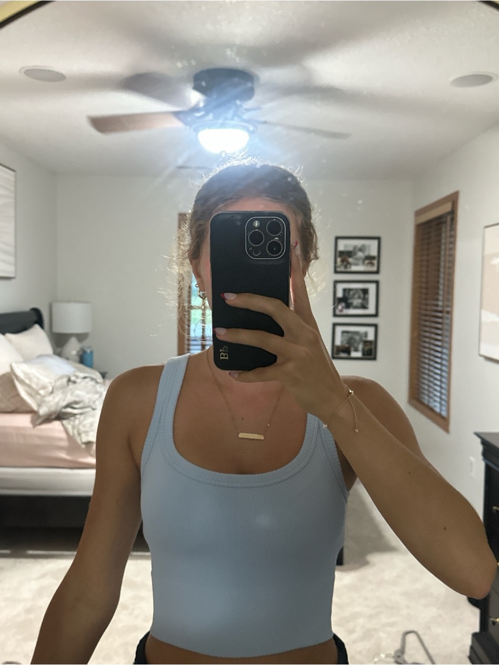 Nikibiki Light Blue Ribbed Cropped Tank